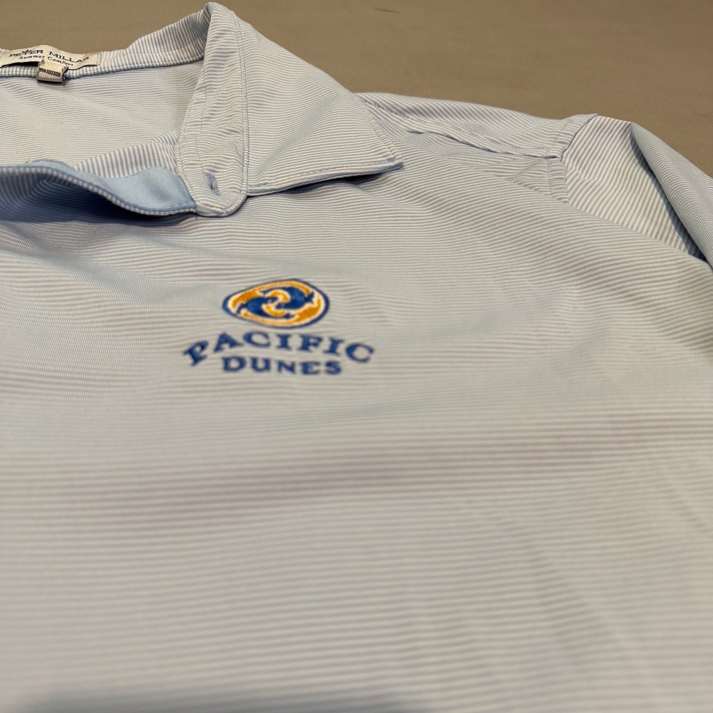 Peter Millar  Pacific Dunes Golf Summer Comfort XXL Polo Shirt Blue Stripe-6901 - Picture 4 of 8